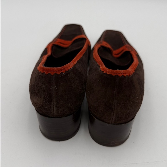 Vintage Gunlia Gabrielli bown orange women 40 Loafers moccasin shoes sude Y2K r - Picture 5 of 11
